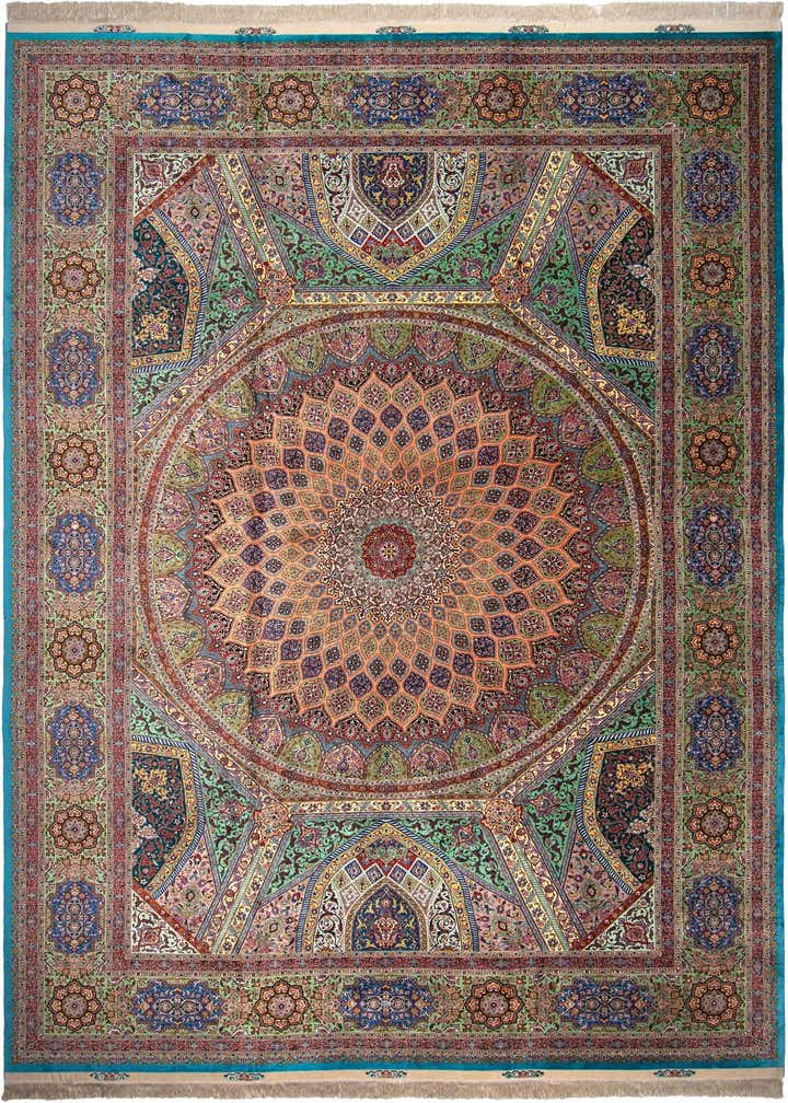 11' 3 x 16' 5 Ghom Silk Rug