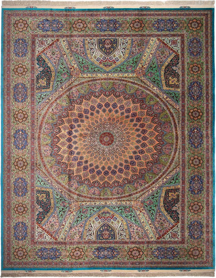 Detail image of 11' 3 x 16' 5 Ghom Silk Rug
