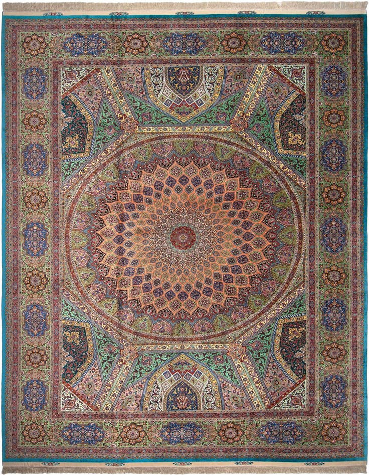 Detail image of 11' 4 x 16' 4 Ghom Silk Rug