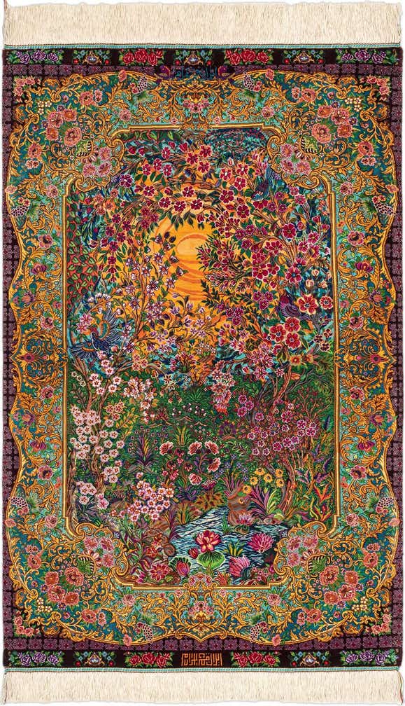 2' 7 x 4' 2 Ghom Silk Rug