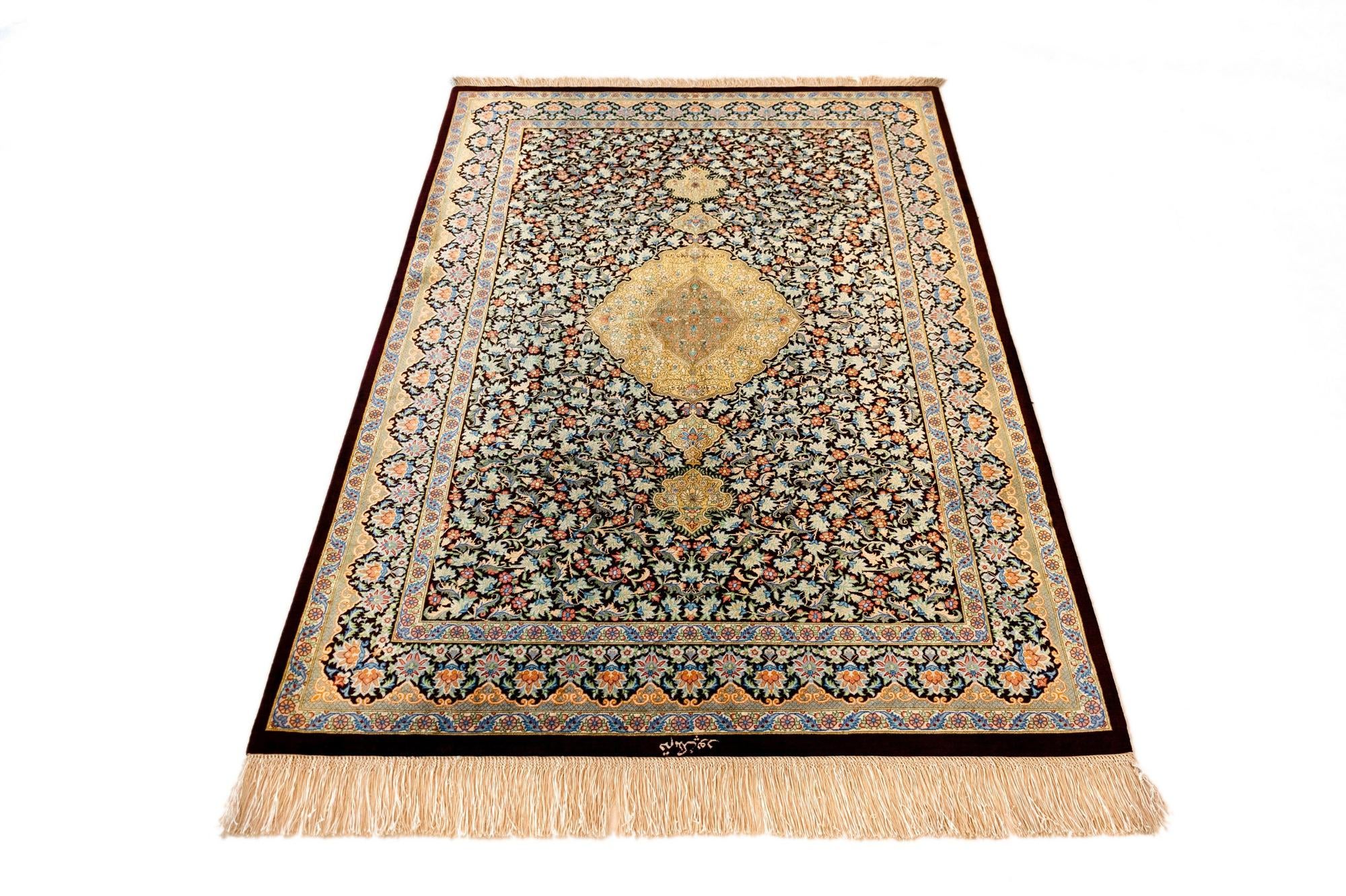 3' 4 x 4' 10 Ghom Silk Rug