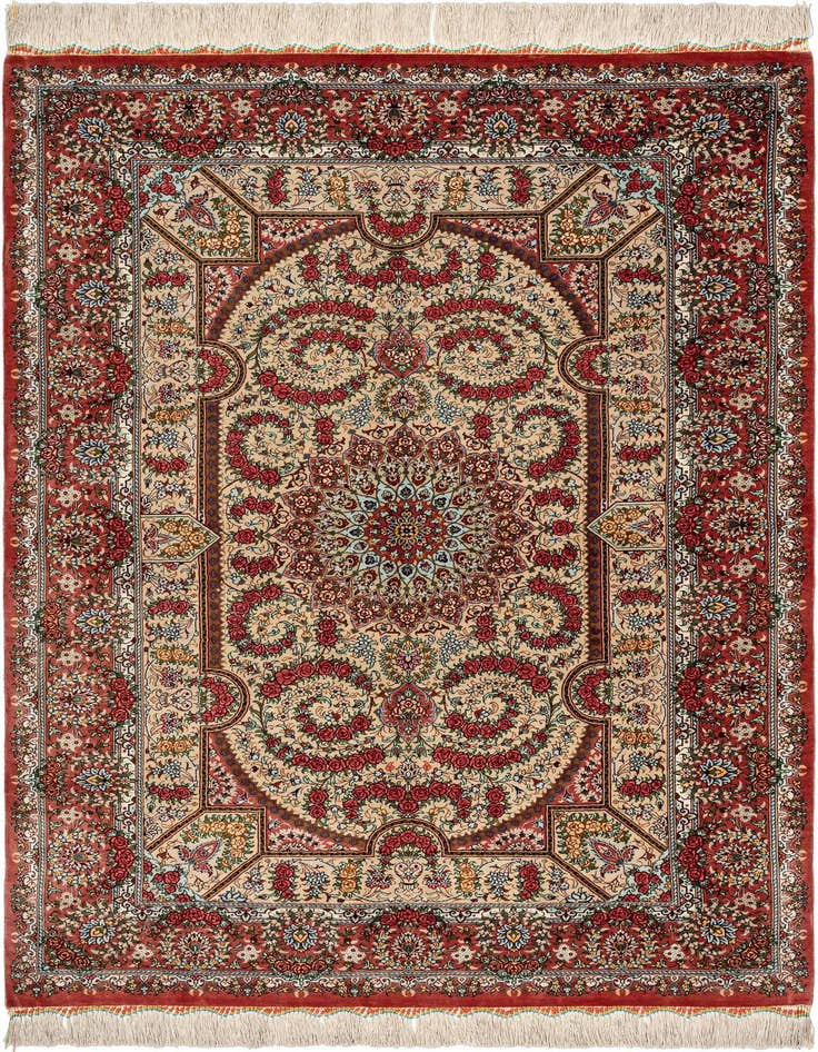 Detail image of 3' 4 x 5' Ghom Silk Rug