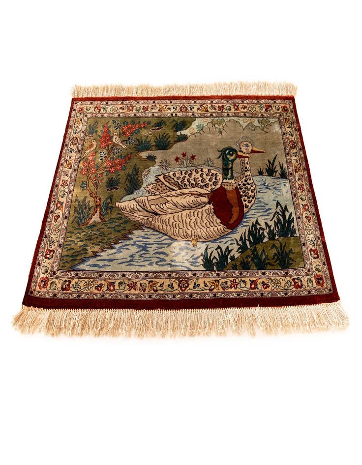 Detail image of 1' 7 x 2' 7 Ghom Silk Rug