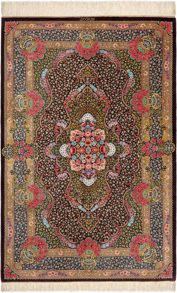 Detail image of 3' 3 x 5' 1 Ghom Silk Rug
