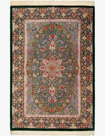 3' 4 x 4' 11 Ghom Silk Rug
