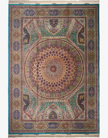 11' 3 x 16' 5 Ghom Silk Rug