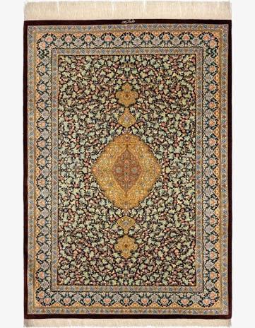 3' 4 x 4' 10 Ghom Silk Rug