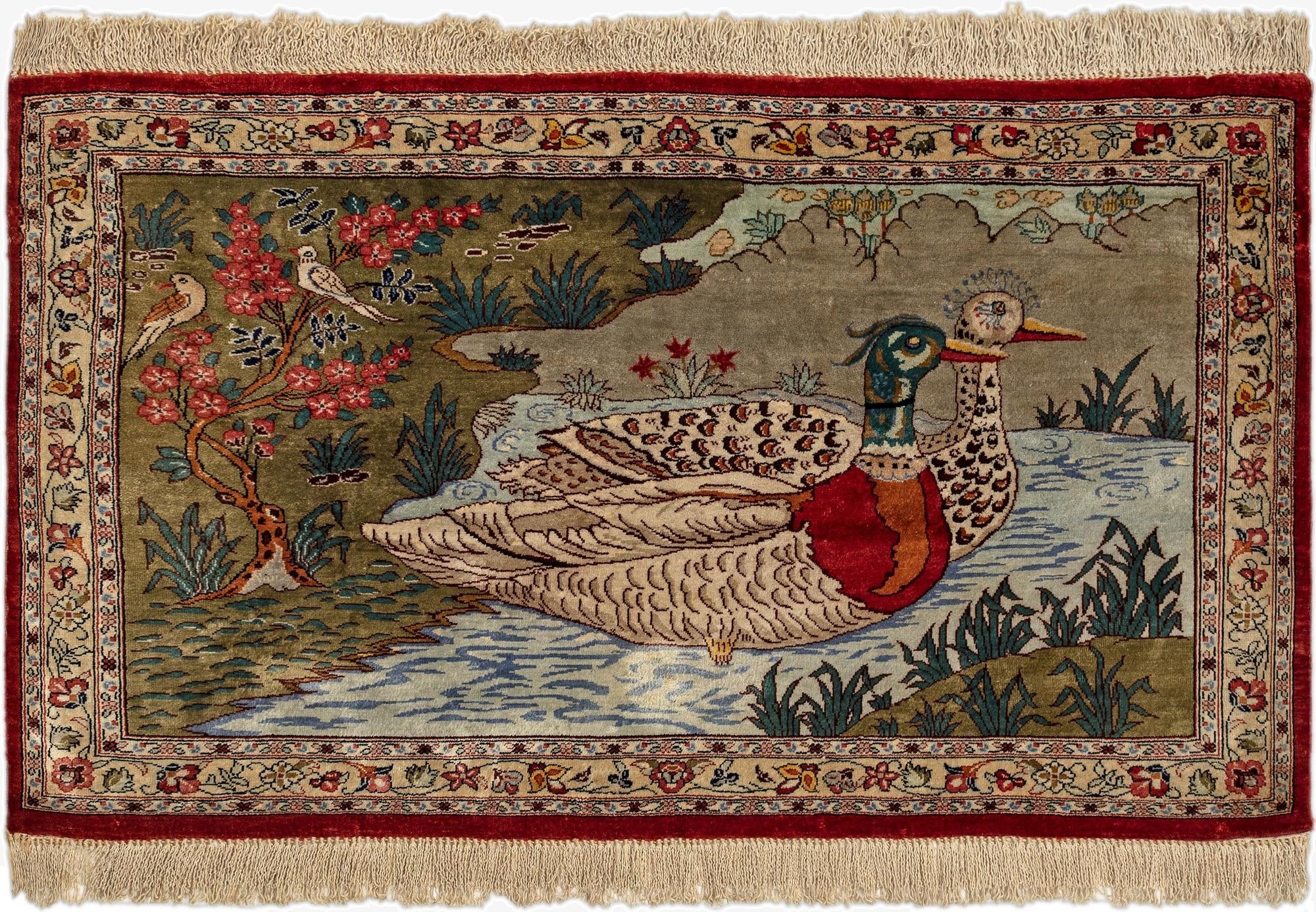 1' 7 x 2' 7 Ghom Silk Rug