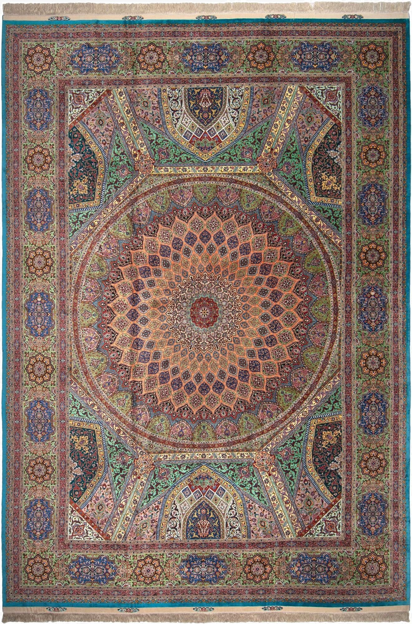 11' 4 x 16' 4 Ghom Silk Rug