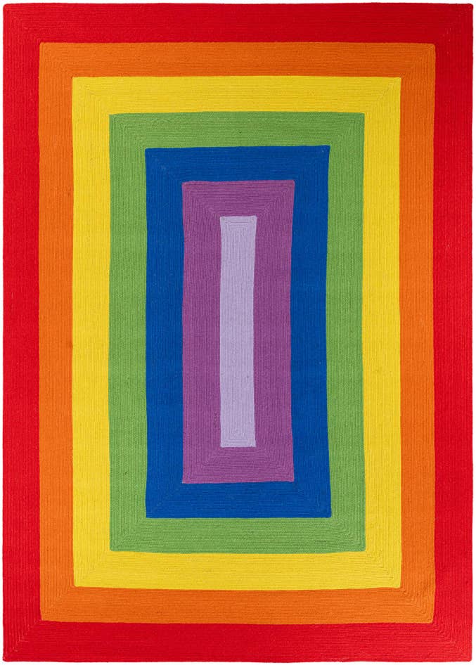 Detail image of 10' x 14' 1 Handmade Hand Braided Rainbow Wool Rug