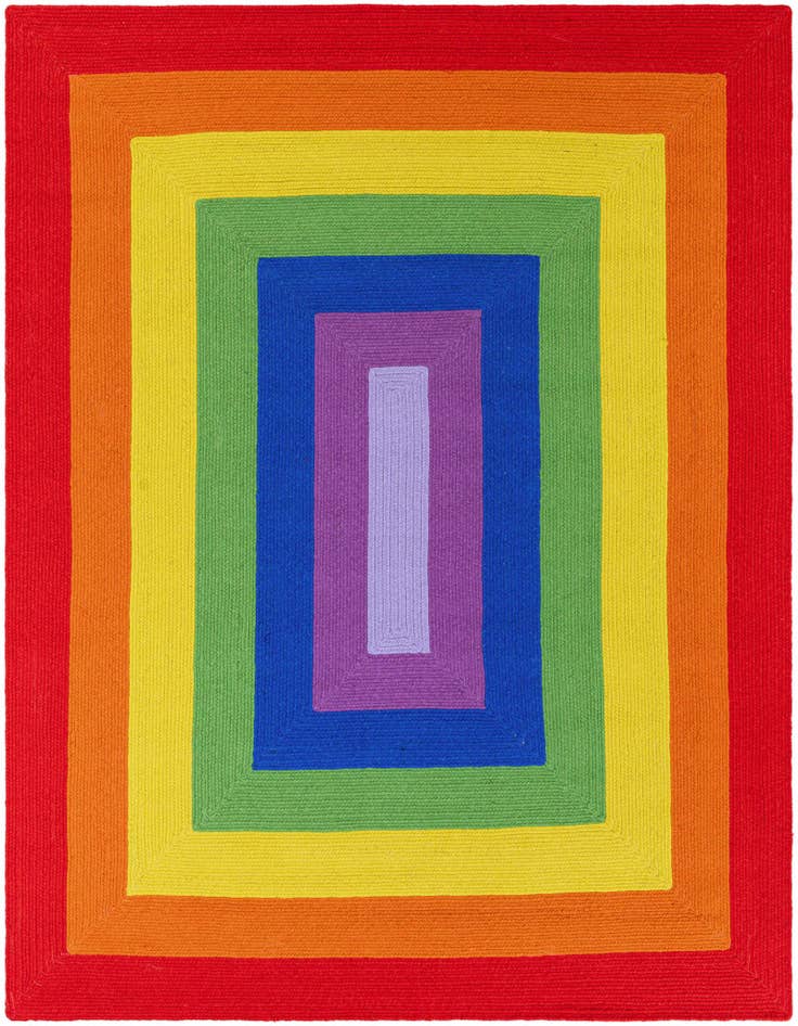 Detail image of 7' 10 x 10'  Hand Hand Braided Rainbow Wool Rug