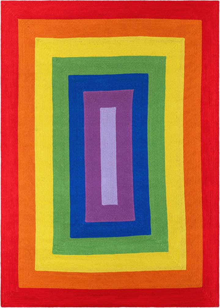 9' x 12' Handmade Hand Braided Rainbow Wool Rug