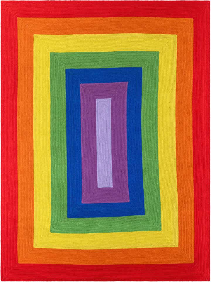 9' x 12' Handmade Hand Braided Rainbow Wool Rug