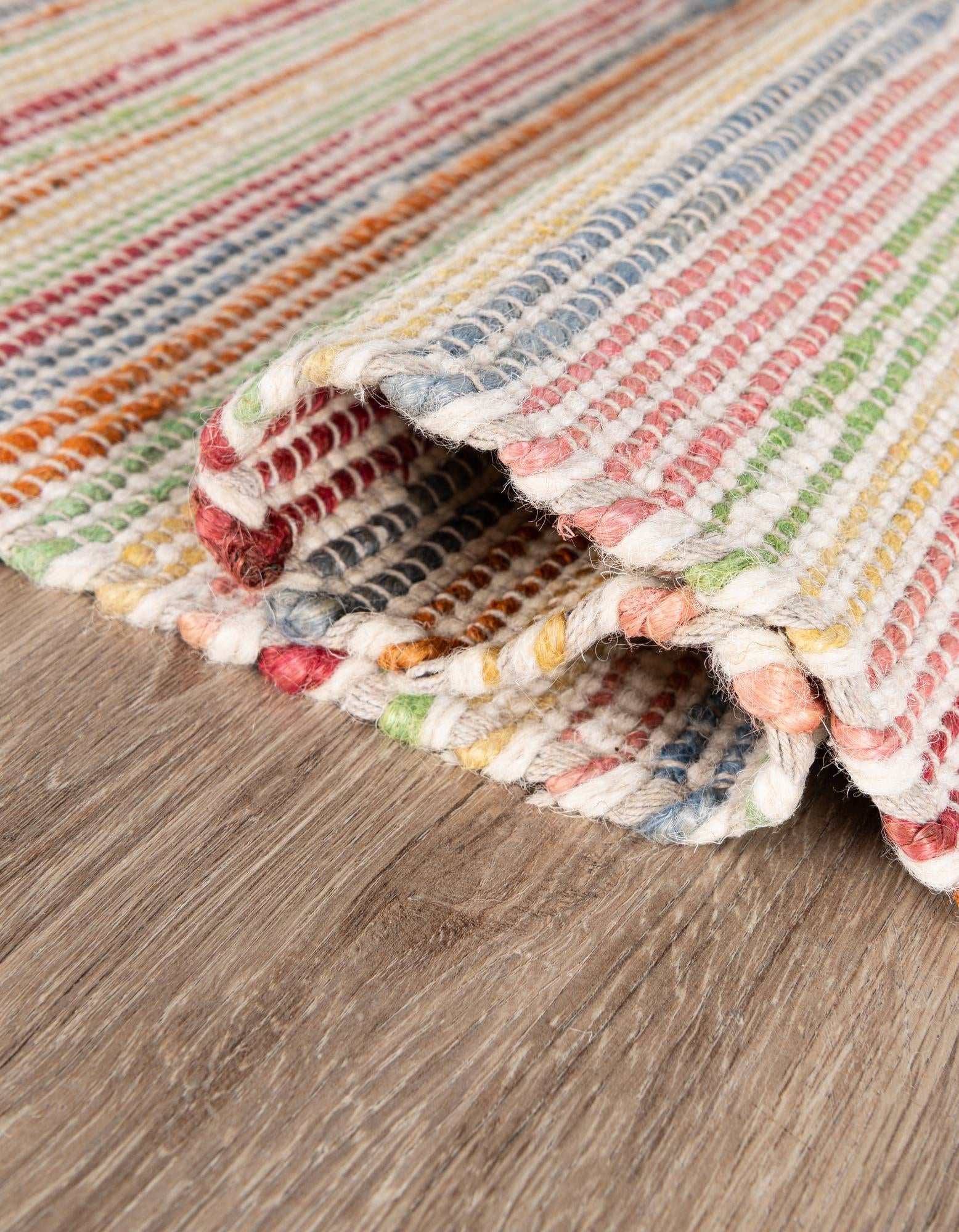 9' x 12' Hand Woven Happy Rugs Rainbow Weave
