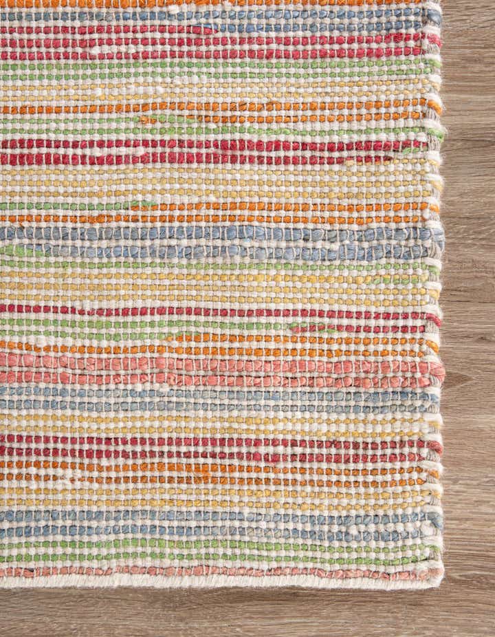 5' 1 x 8' Hand Woven Happy Rugs Rainbow Weave