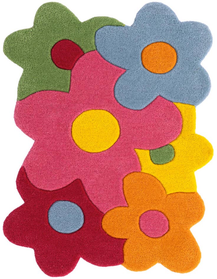 Detail image of 2' 2 x 3' 1 Happy Rugs Fluffy Flowers Wool