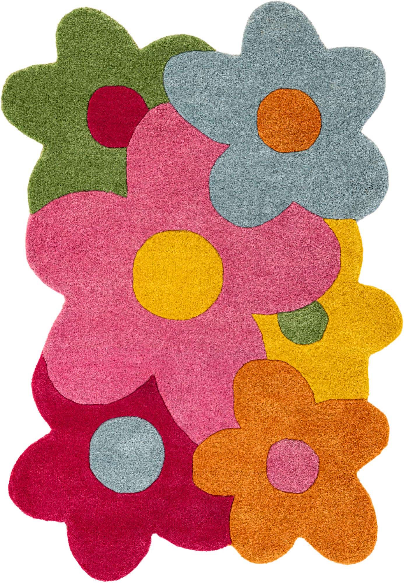3' 8 x 5' 3 Happy Rugs Fluffy Flowers Wool
