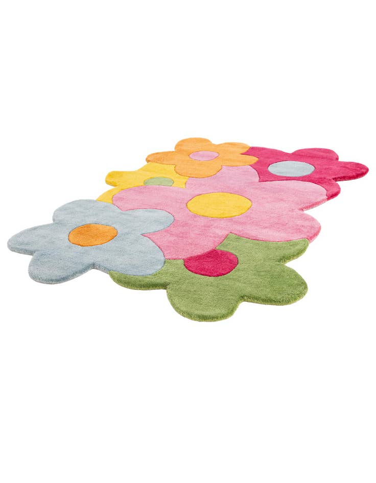 Detail image of 3' 8 x 5' 3 Happy Rugs Fluffy Flowers Wool