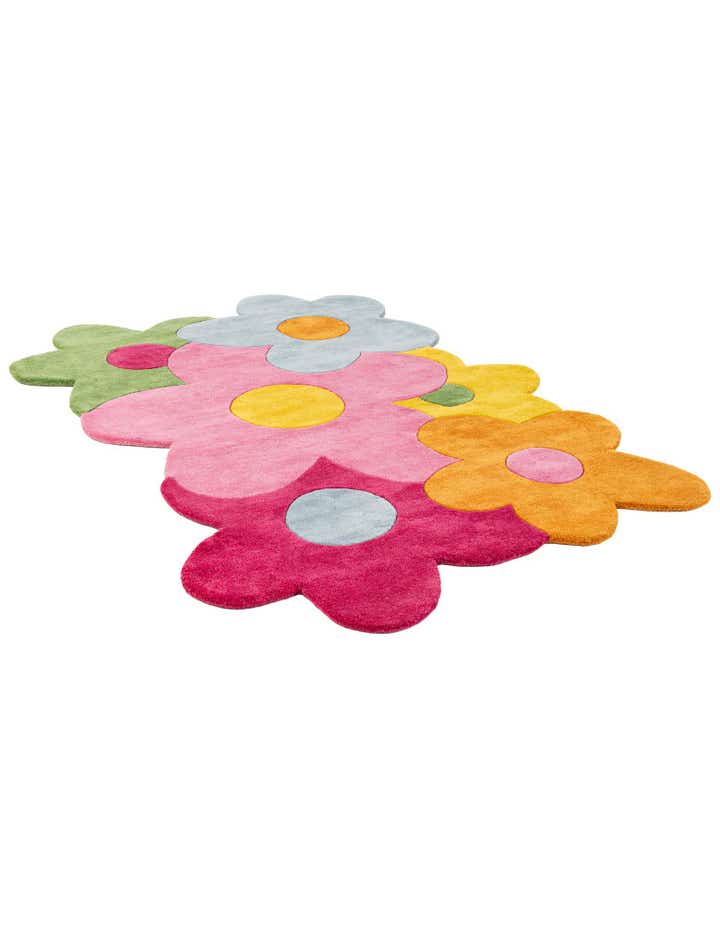 4' 3 x 6' 1 Happy Rugs Fluffy Flowers Wool