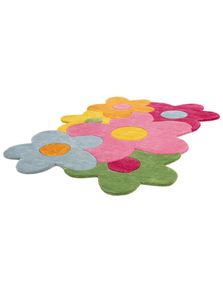 4' 3 x 6' 1 Happy Rugs Fluffy Flowers Wool