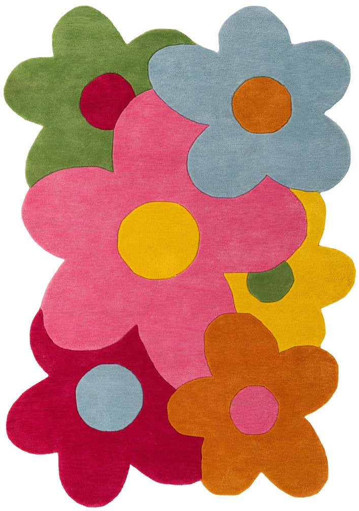 5' 7 x 8' Happy Rugs Fluffy Flowers Wool