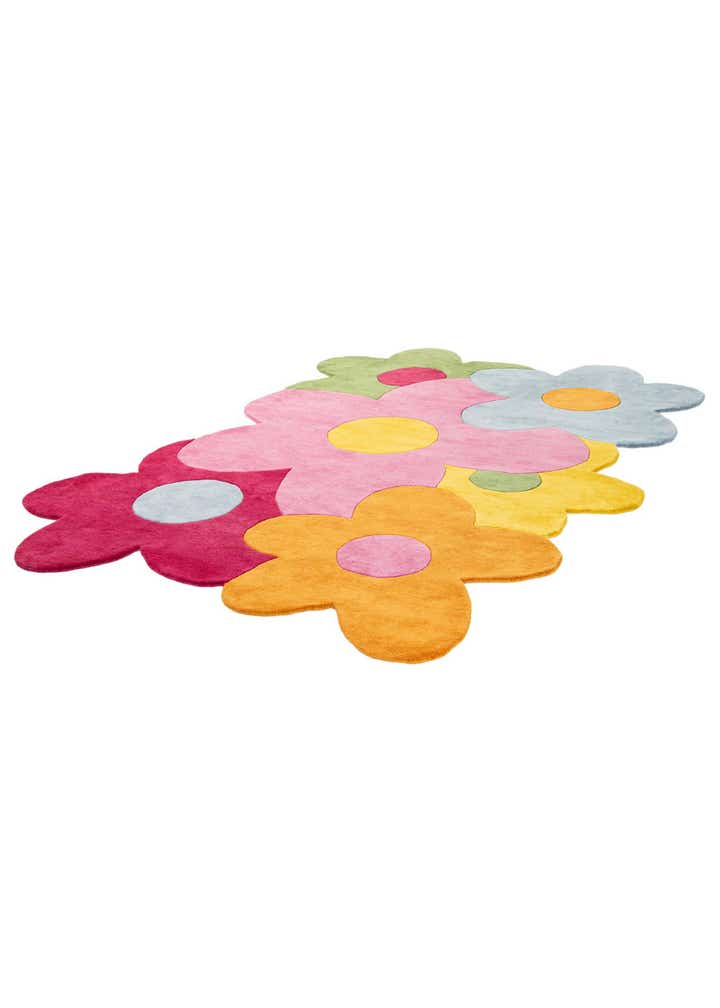 6' 11 x 10' Happy Rugs Fluffy Flowers Wool