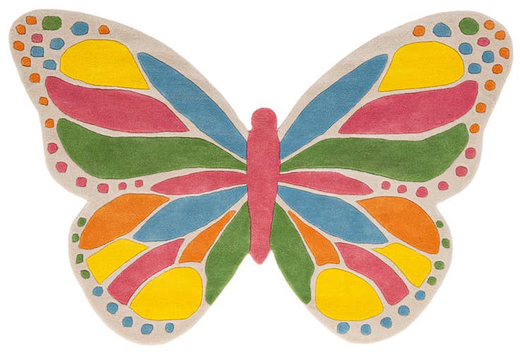 Detail image of 4' 1 x 6' 1 Happy Rugs Butterfly Wool