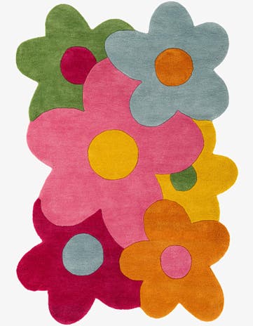 Happy Rugs Fluffy Flowers Wool