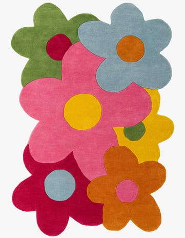 5' 7 x 8' Happy Rugs Fluffy Flowers Wool