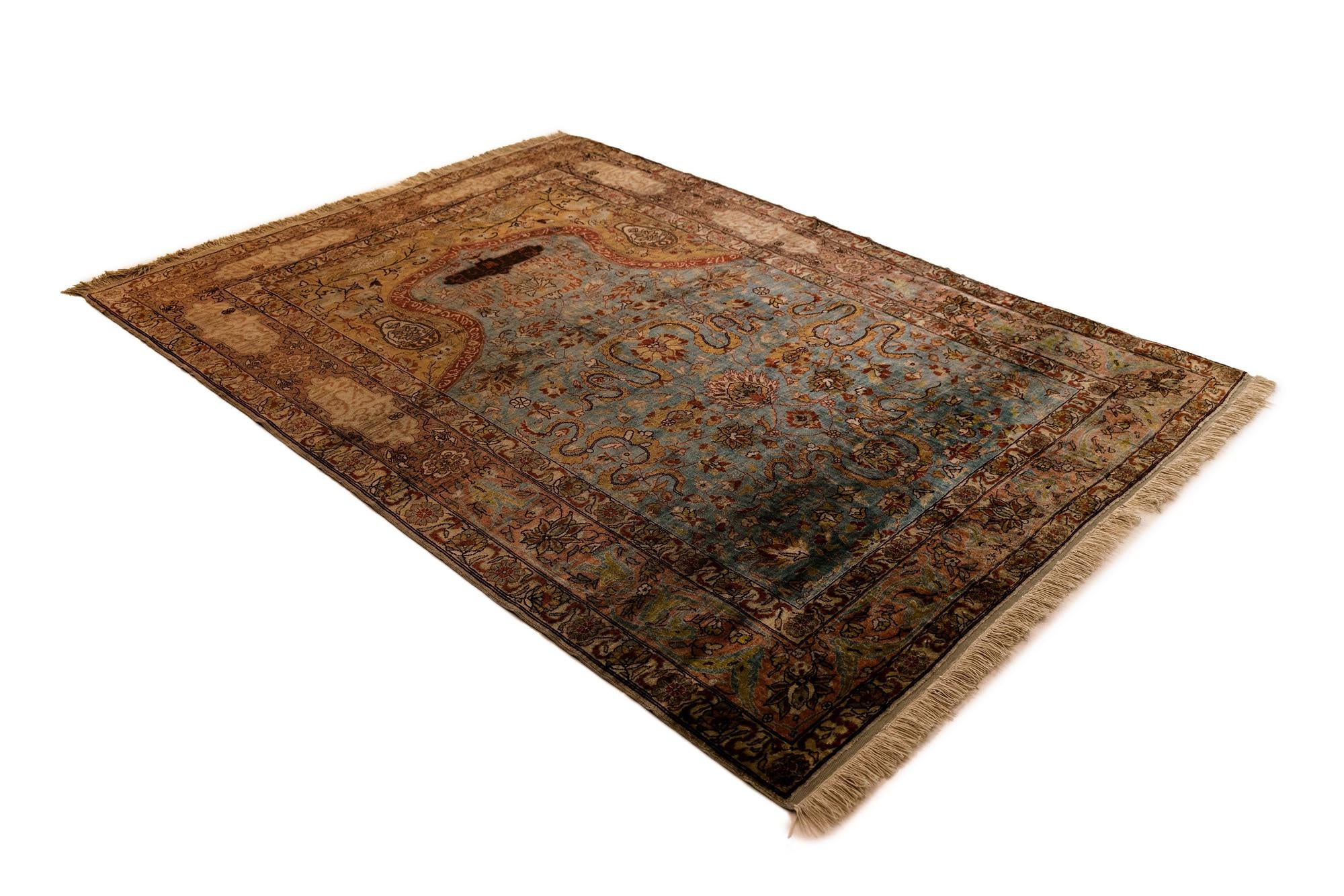 4' x 5' 8 Hereke Silk Rug