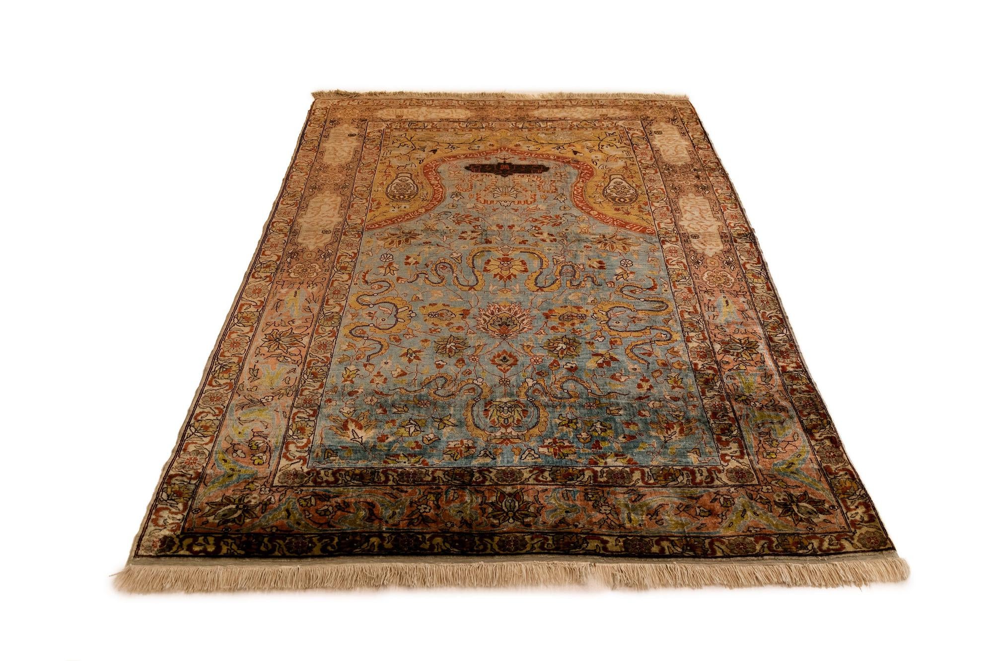 4' x 5' 8 Hereke Silk Rug