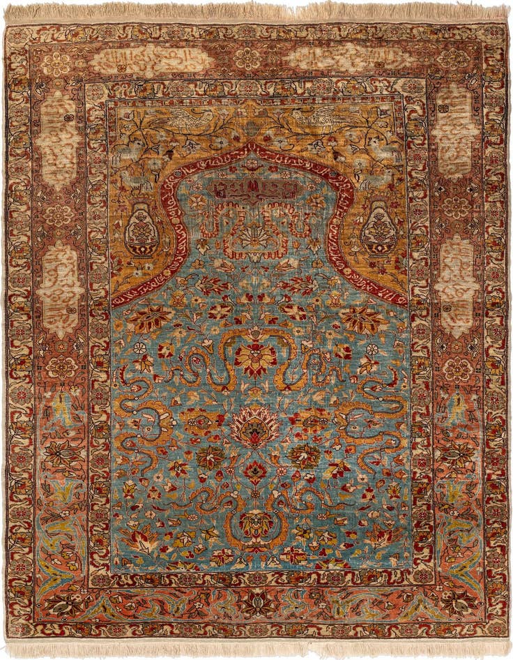 Detail image of 4' x 5' 8 Hereke Silk Rug