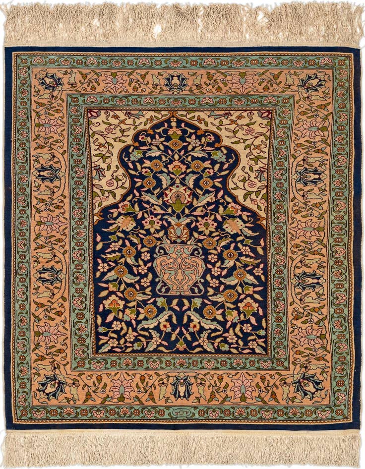 Detail image of 2' 3 x 3' 2 Hereke Silk Rug