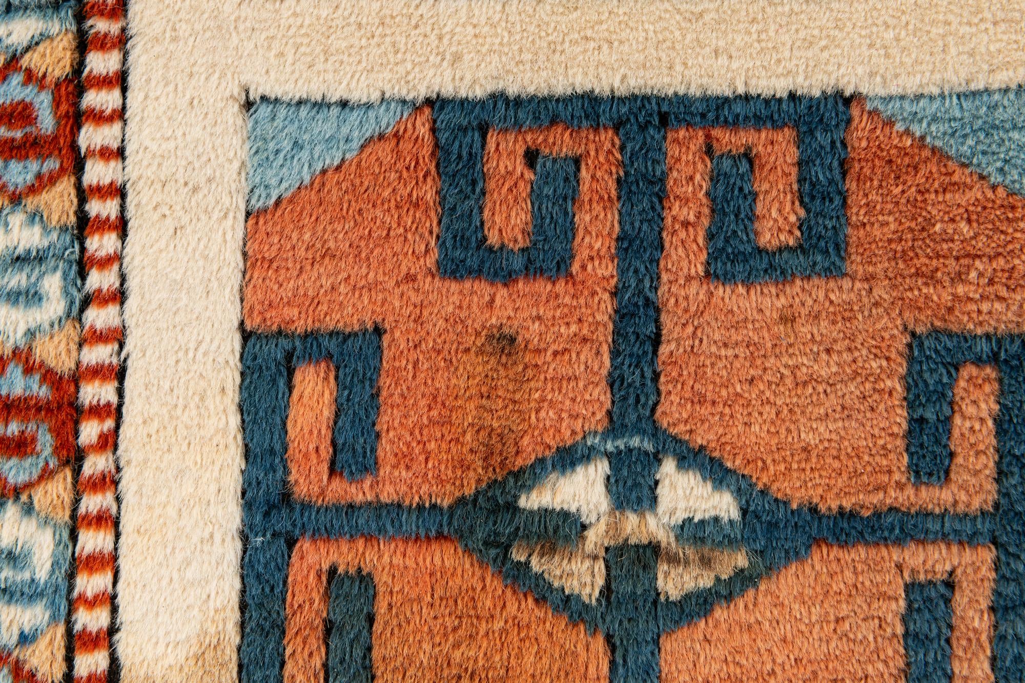 3' 8 x 5' 1 Hand Knotted Heriz Wool Rug