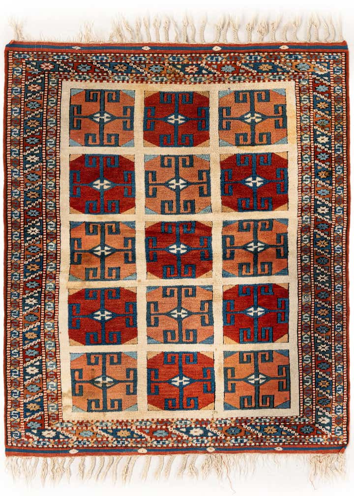3' 8 x 5' 1 Hand Knotted Heriz Wool Rug