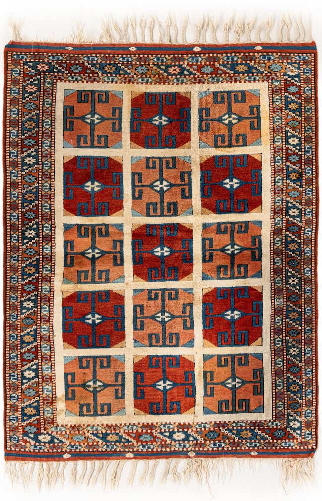 3' 8 x 5' 1 Hand Knotted Heriz Wool Rug