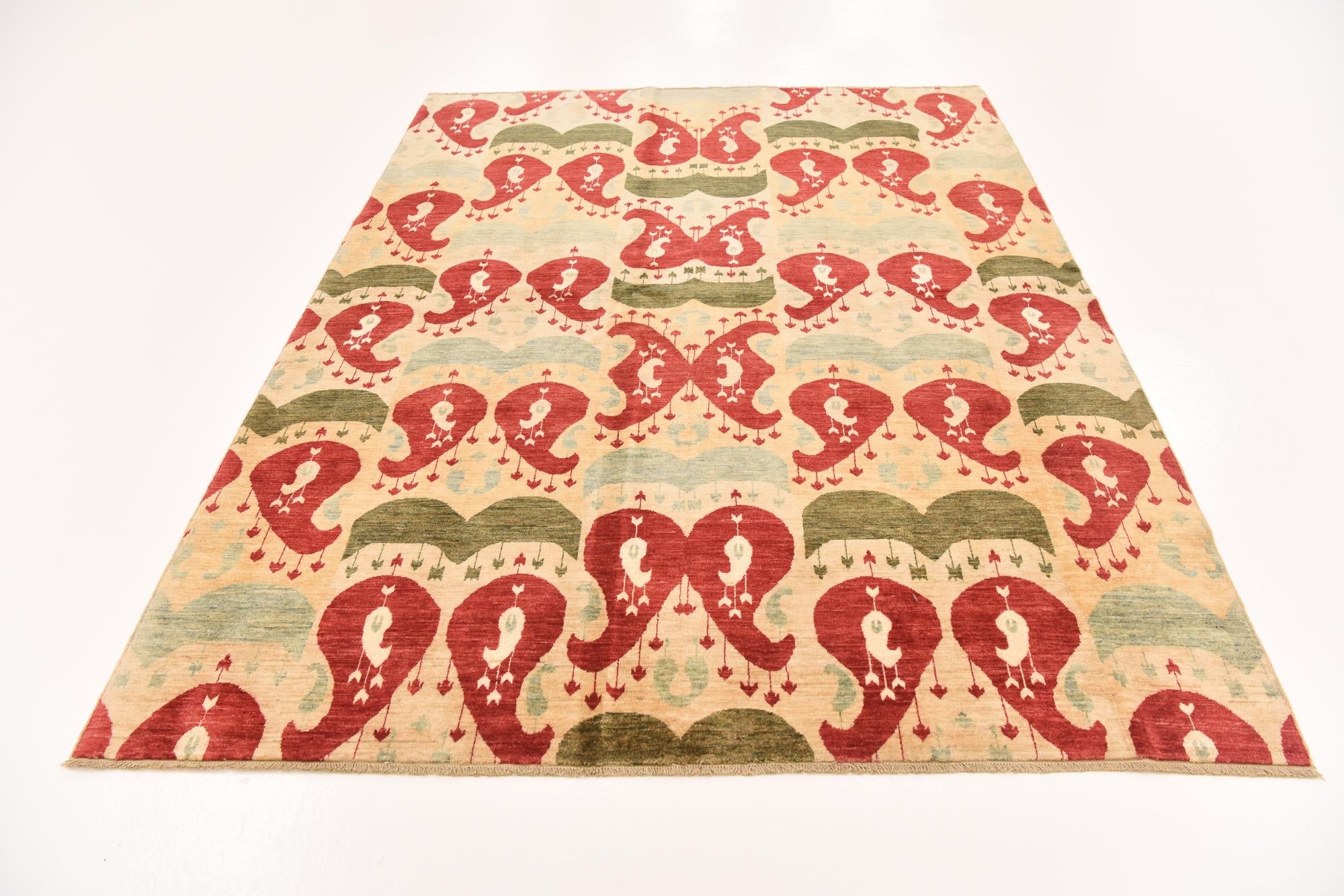 6' x 7' 10 Hand Knotted Ikat Rug