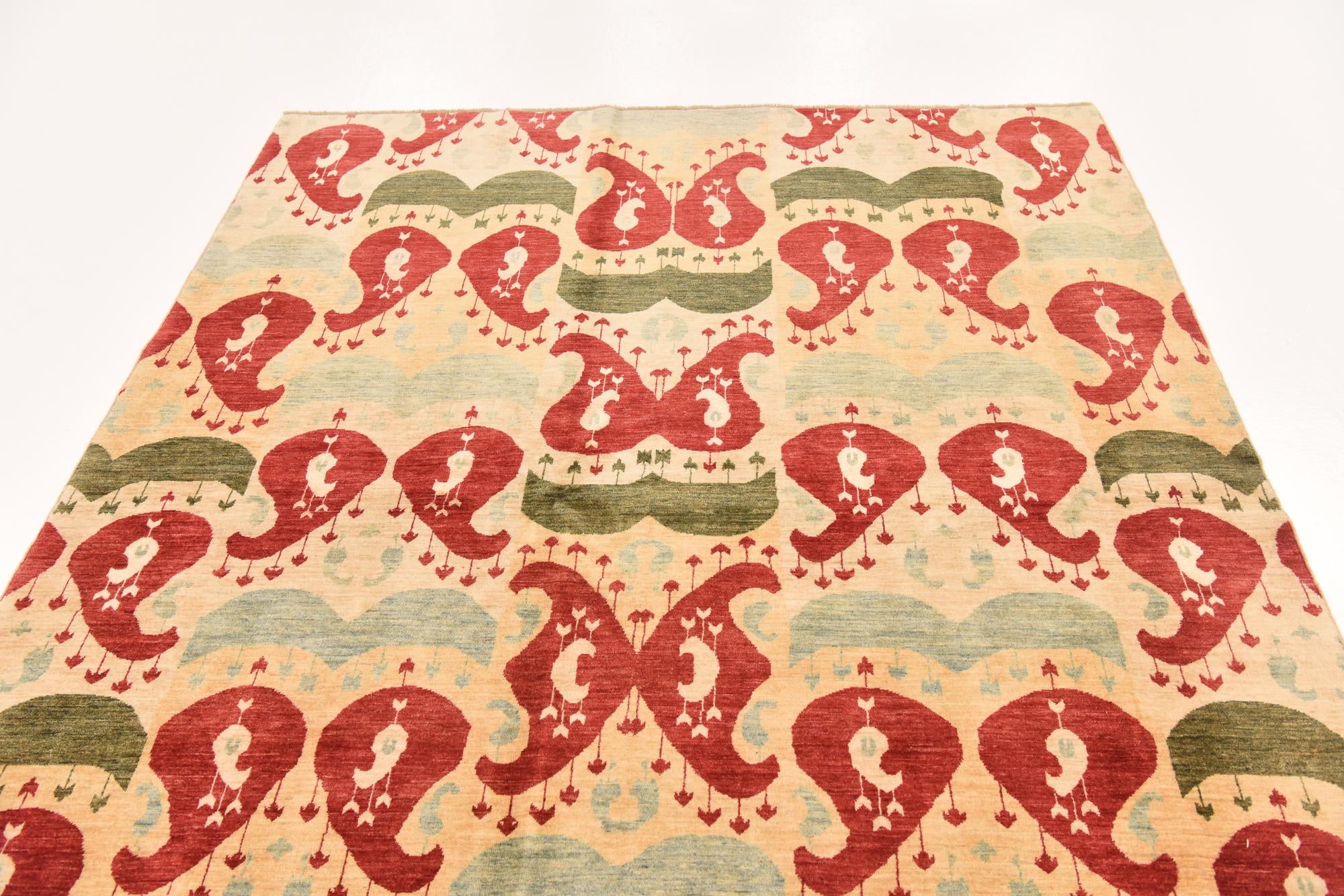 6' x 7' 10 Hand Knotted Ikat Rug