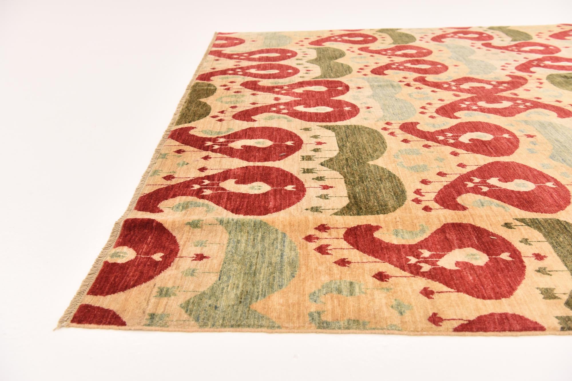 6' x 7' 10 Hand Knotted Ikat Rug