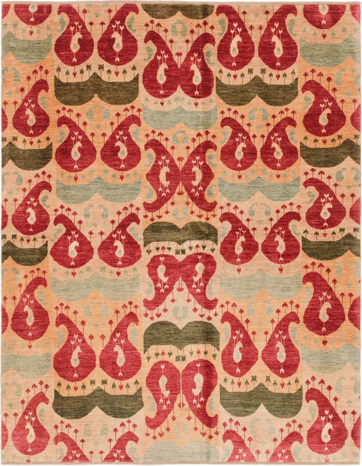 Detail image of 6' x 7' 10 Hand Knotted Ikat Rug