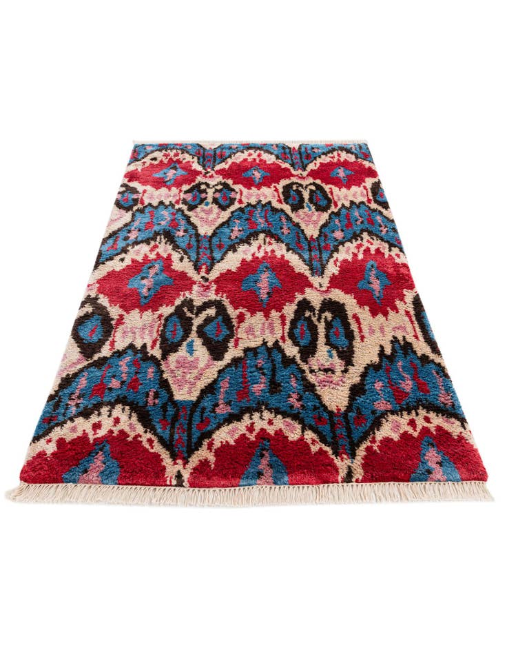 Detail image of 3' 2 x 5' 2 Hand Knotted Ikat Wool Rug