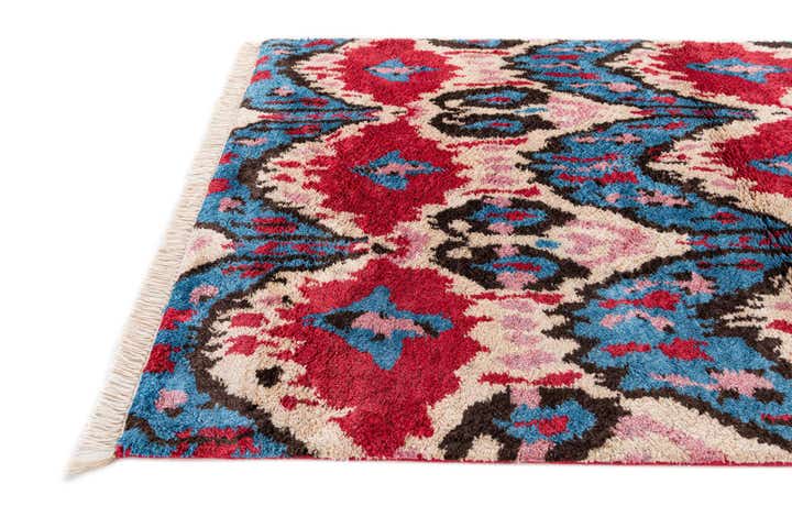 3' 2 x 5' 2 Hand Knotted Ikat Wool Rug