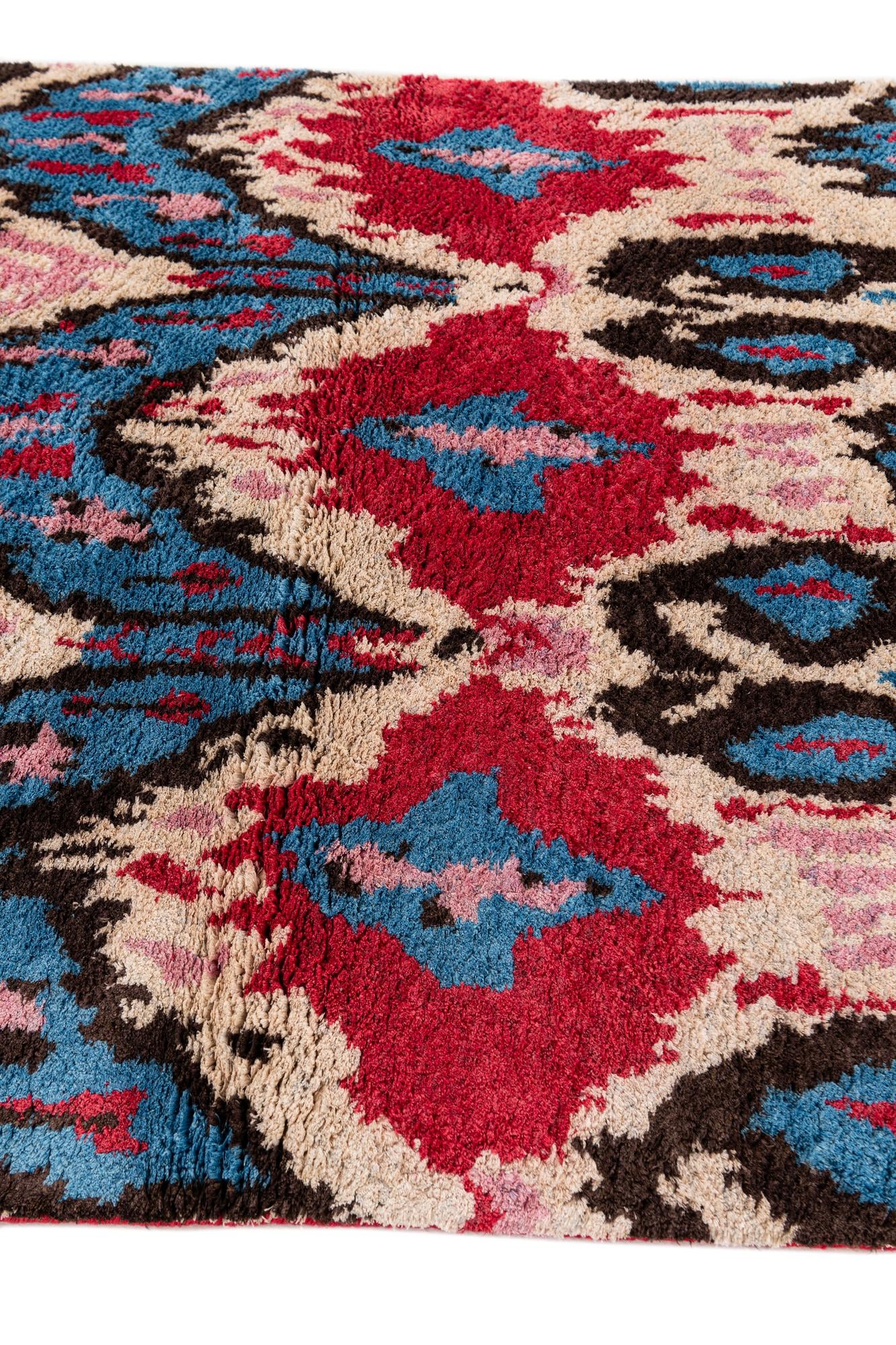 3' 2 x 5' 2 Hand Knotted Ikat Wool Rug