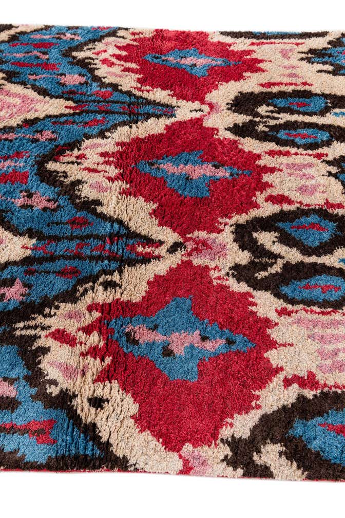 3' 2 x 5' 2 Hand Knotted Ikat Wool Rug