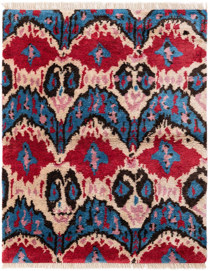 Detail image of 3' 2 x 5' 2 Hand Knotted Ikat Wool Rug