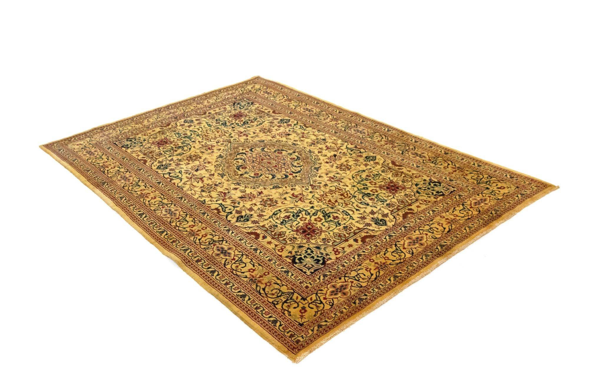 6' 6 x 9' 3 Hand Knotted Kashan Persian Wool Rug