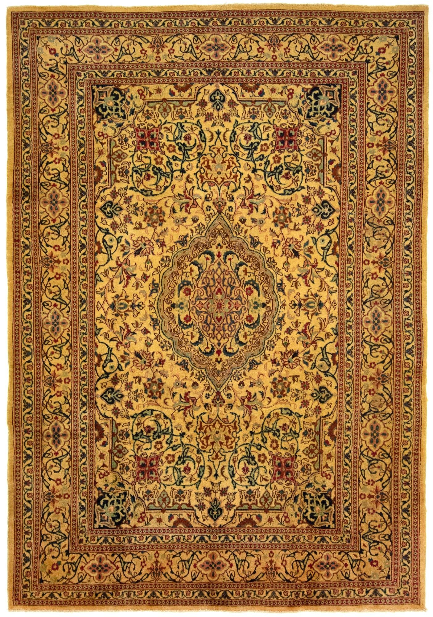 6' 6 x 9' 3 Hand Knotted Kashan Persian Wool Rug