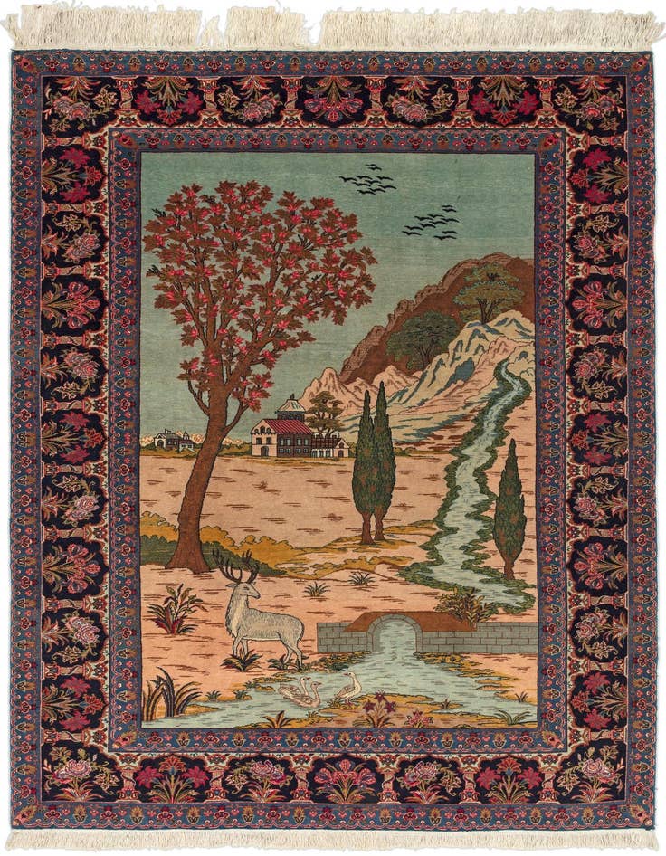Detail image of 4' 8 x 6' 7 Kashan Wool Rug