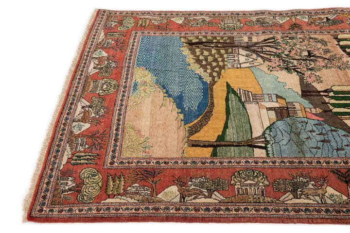 4' 2 x 6' 9 Hand Knotted Kashan Persian Wool Rug