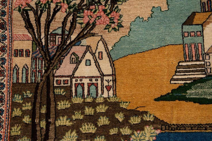 Detail image of 4' 2 x 6' 9 Hand Knotted Kashan Persian Wool Rug